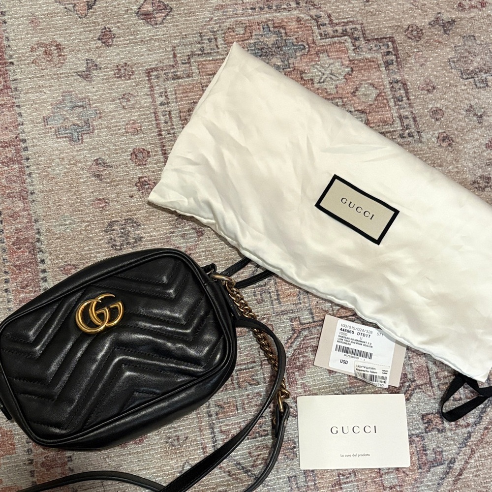 Gucci Black Chevron Crossbody Bag